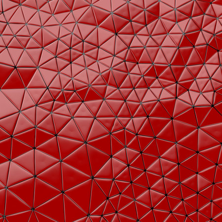 Abstract background of triangle polygons background. Red. 3d rendering