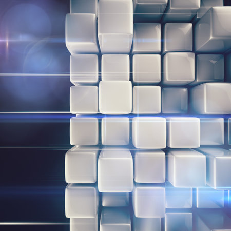 Abstract background of cubes in gray toned. 3d rendering