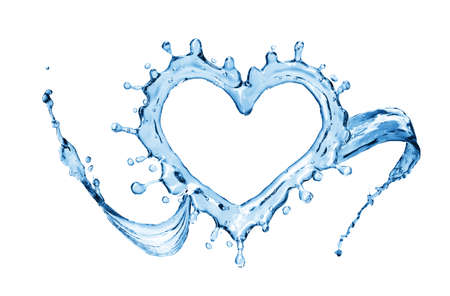 Water splash in the form of a heart. Isolated on white background. 3d renderingの写真素材