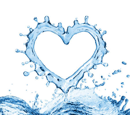 Water splash in the form of a heart. Isolated on white background. 3d renderingの写真素材