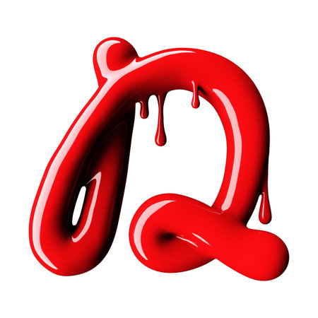 Glossy red letter D uppercase. 3D rendering font with glint isolated on white background.の写真素材