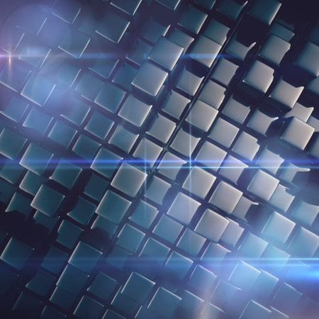 Abstract background of cubes in gray toned. 3d rendering