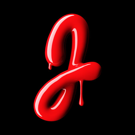 Glossy red letter J uppercase. 3D rendering font with glint on black background.の写真素材
