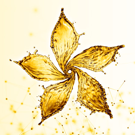 flower made of water splash of yellow color. 3d rendering