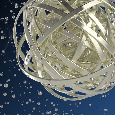 3d abstract. Sphere of multicolored rings in cloud from multicolored drops on gray backgroundの写真素材