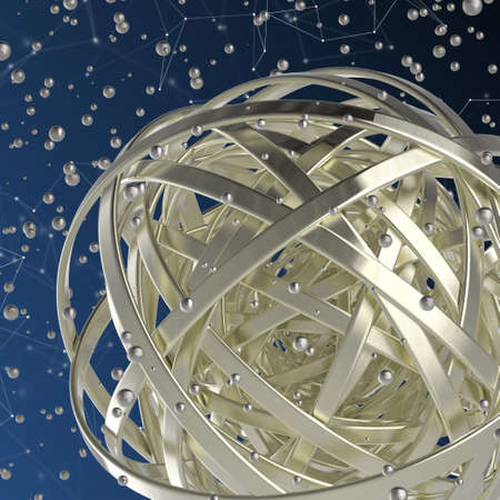 3d abstract. Sphere of multicolored rings in cloud from multicolored drops on gray backgroundの写真素材