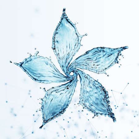 flower made of water splash. 3d renderingの写真素材