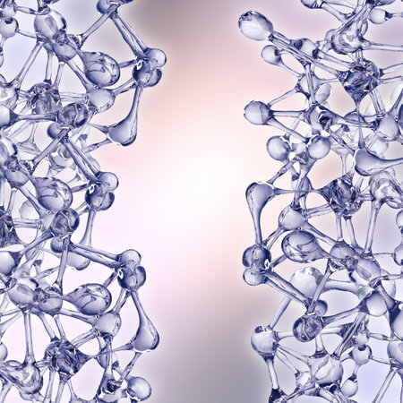 Molecule illustration over blue background, with Life and biology, medicine scientific, molecular...