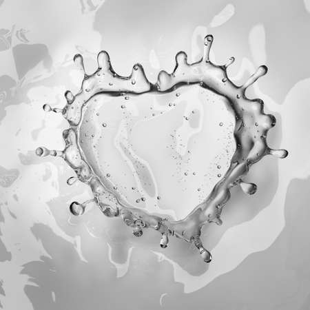 Heart from water splash with bubbles on white background. 3d renderingの写真素材