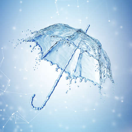 Water splash in the form of a umbrella. 3d renderingの写真素材