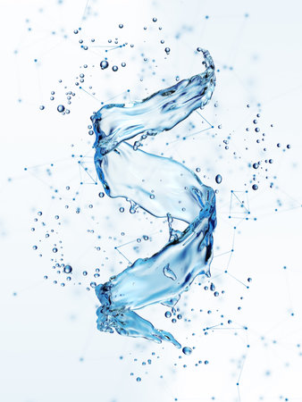Water splash in the form of spiral blue color. 3D illustration