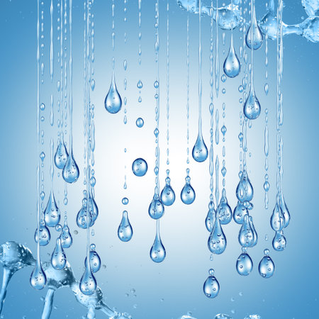 3D detailed illustration of a drop of water. Blue background