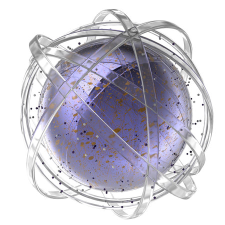3d abstract. Sphere of multicolored rings in cloud from multicolored drops on white background. 3d...