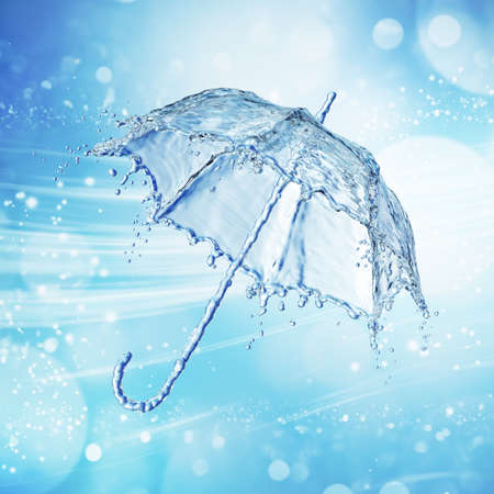 Water splash in the form of a umbrella. Blue background. 3d renderingの写真素材