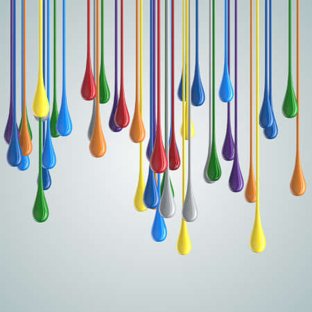 3D color glossy paint drop blobs . 3D renderingの写真素材