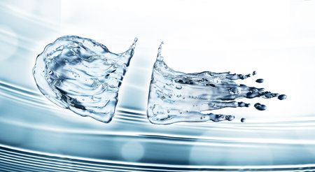 Water splash on blue bokeh background. 3d rendering
