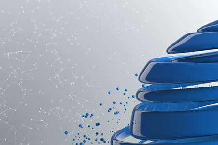 3D striped decorative balls. Abstract 3d illustration. Blueの写真素材