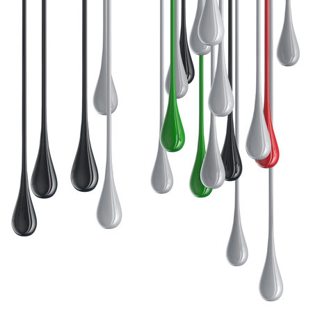 3D color glossy paint drop blobs isolated on white. 3D rendering