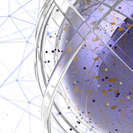 3d abstract. Sphere of multicolored rings in cloud from multicolored drops on gray background. 3D renderingの写真素材