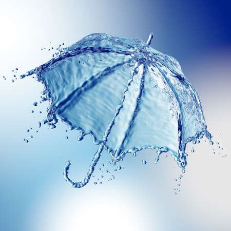 Water splash in the form of a umbrella. Blue background. 3d renderingの写真素材