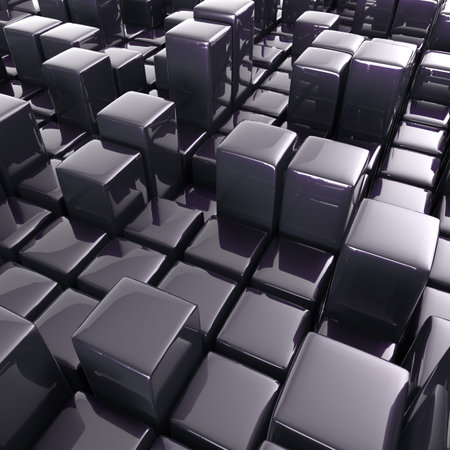 Abstract background of cubes in black toned. 3d renderingの写真素材