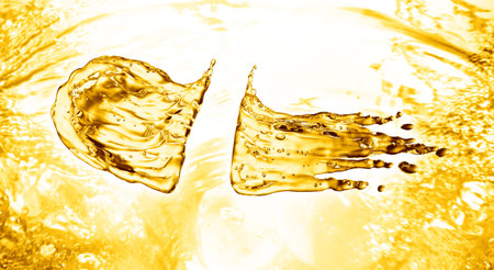 oil splash on gold bokeh background. 3d rendering