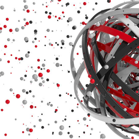 3d abstract. Sphere of multicolored rings in cloud from multicolored drops on gray backgroundの写真素材