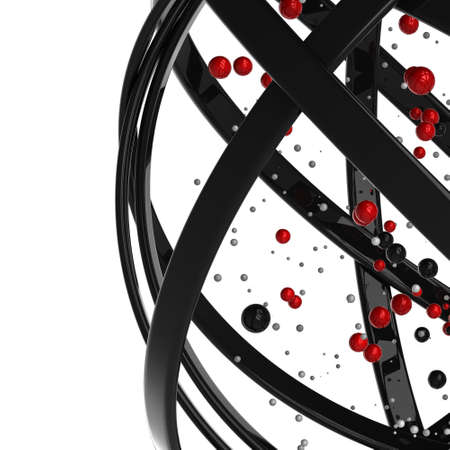 3d abstract. Sphere of multicolored rings in cloud from multicolored drops on gray backgroundの写真素材