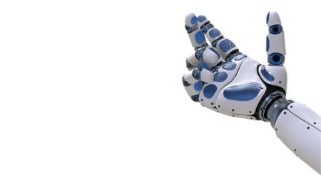 Robot Arm.Robotic hand in motion on futuristic background. 3d renderingの写真素材