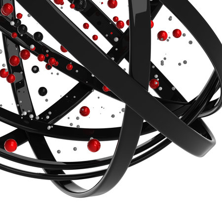 3d abstract. Sphere of multicolored rings in cloud from multicolored drops on gray background