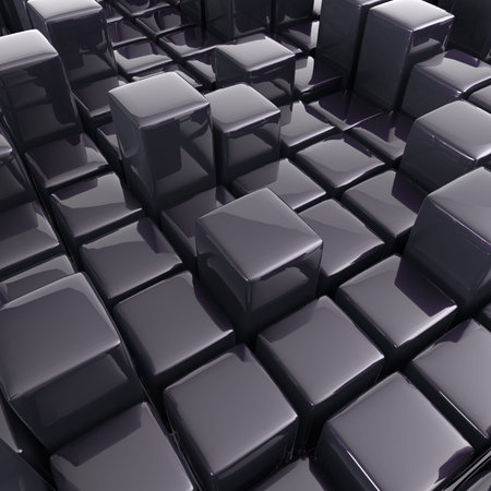 Abstract background of cubes in black toned. 3d rendering