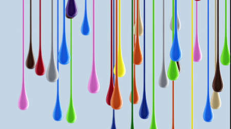 3D multicolor colorful glossy paint blobs dripping . 3dの写真素材