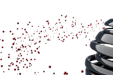 3D striped decorative balls. Abstract 3d illustration. Black and red on white