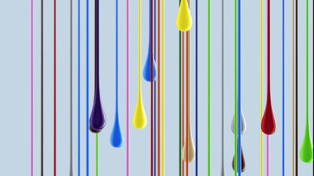3D multicolor colorful glossy paint blobs dripping . 3d