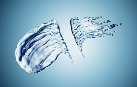 Water splash on blue background. 3d rendering