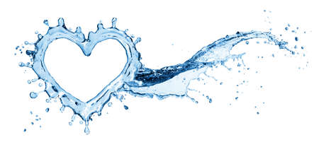Water splash in the form of a heart. Isolated on white background. 3d renderingの写真素材