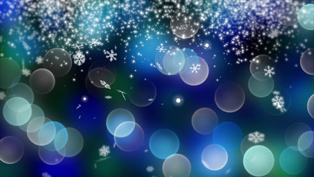 blue bokeh and snow background created by neon lights. 4K 3d rendering