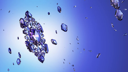 3d image of crystal snowflake against blue background. 3d rendering
