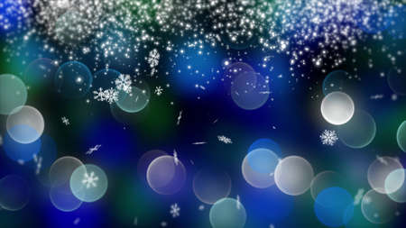 blue bokeh and snow background created by neon lights. 4K 3d renderingの写真素材