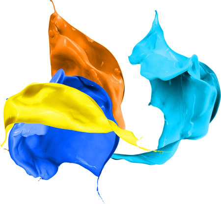 Colored splashes in abstract shape, isolated on white background