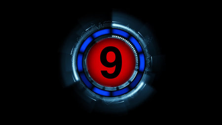 Countdown leader graphic number 9 3d