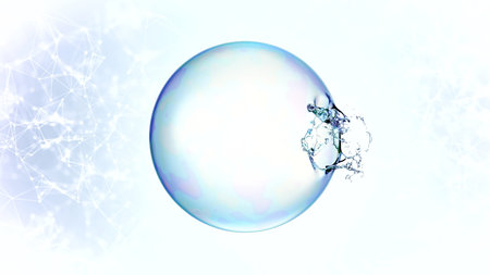 3d soap transparent bubble in the deformation. 3d