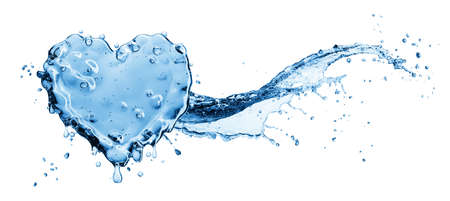 Water splash in the form of a heart. Isolated on white background. 3d renderingの写真素材