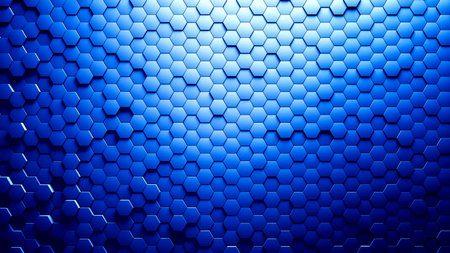 Abstract Hexagons Background blue color 3d rendering