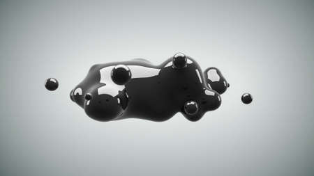 Abstract deformed figure on a white background, metaball black color drop.の写真素材