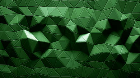 Abstract Polygonal Geometric background green color 3dの写真素材