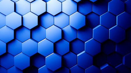 Abstract Hexagons Background blue color 3d rendering