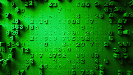 Abstract Numbers Random Motion green color