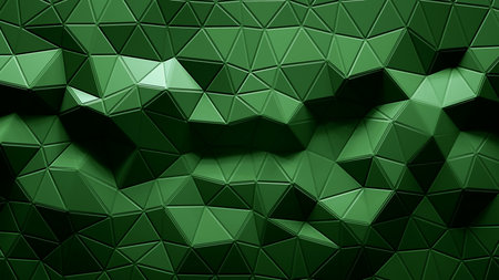 Abstract Polygonal Geometric background green color 3d