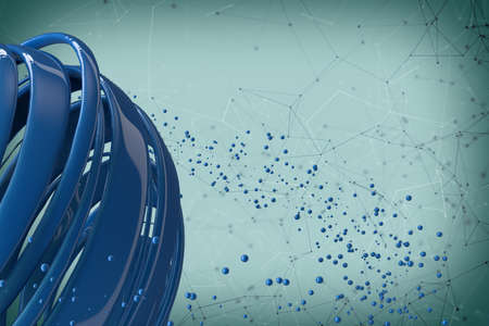 3D striped decorative balls. Abstract 3d illustration. Black and red on whiteの写真素材